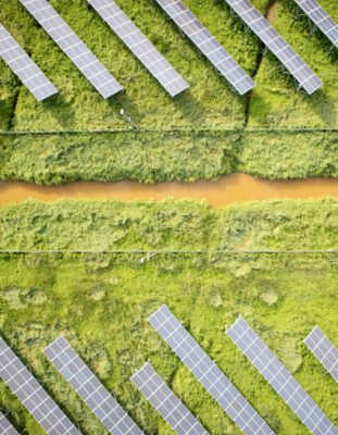 Photo de dessus de panneaux photovoltaïques